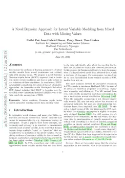 A Novel Bayesian Approach for Latent Variable Modeling from Mixed Data
  with Missing Values