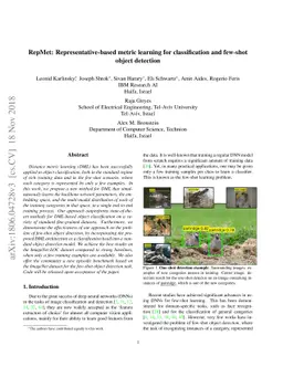 RepMet: Representative-based metric learning for classification and
  one-shot object detection