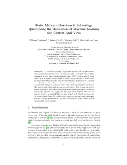 Static Malware Detection & Subterfuge: Quantifying the Robustness of
  Machine Learning and Current Anti-Virus
