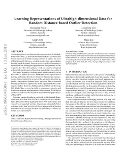 Learning Representations of Ultrahigh-dimensional Data for Random
  Distance-based Outlier Detection