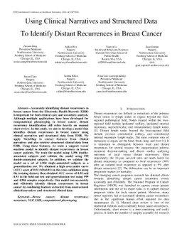 Using Clinical Narratives and Structured Data to Identify Distant
  Recurrences in Breast Cancer