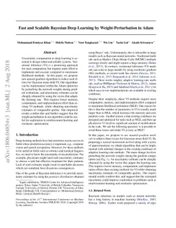Fast and Scalable Bayesian Deep Learning by Weight-Perturbation in Adam