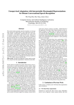 Unsupervised Adaptation with Interpretable Disentangled Representations
  for Distant Conversational Speech Recognition