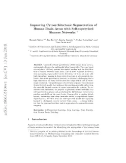 Improving Cytoarchitectonic Segmentation of Human Brain Areas with
  Self-supervised Siamese Networks