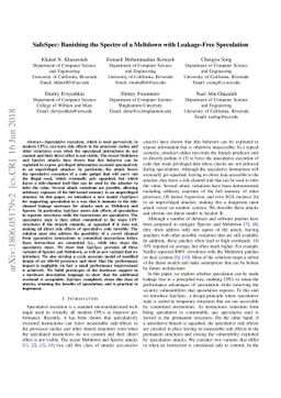 SafeSpec: Banishing the Spectre of a Meltdown with Leakage-Free
  Speculation
