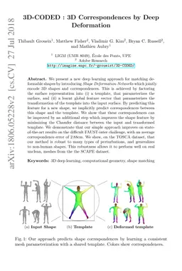3D-CODED : 3D Correspondences by Deep Deformation