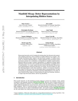 Manifold Mixup: Better Representations by Interpolating Hidden States