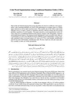 Urdu Word Segmentation using Conditional Random Fields (CRFs)