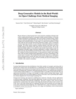 Deep Generative Models in the Real-World: An Open Challenge from Medical
  Imaging