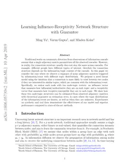Learning Influence-Receptivity Network Structure with Guarantee