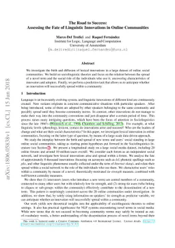 The Road to Success: Assessing the Fate of Linguistic Innovations in
  Online Communities