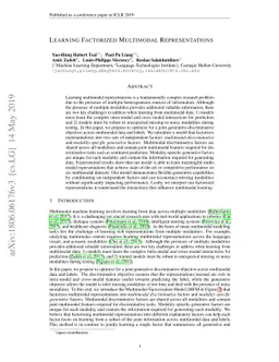 Learning Factorized Multimodal Representations