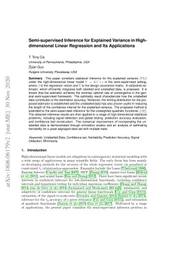 Semi-supervised Inference for Explained Variance in High-dimensional
  Linear Regression and Its Applications