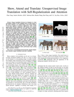 Show, Attend and Translate: Unsupervised Image Translation with
  Self-Regularization and Attention