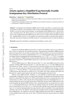 Attacks against a Simplified Experimentally Feasible Semiquantum Key
  Distribution Protocol