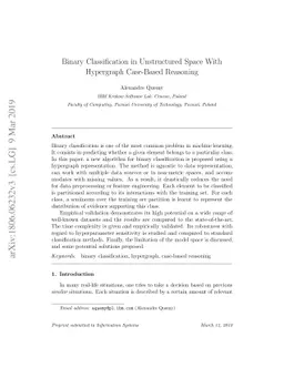 Binary Classification in Unstructured Space With Hypergraph Case-Based
  Reasoning