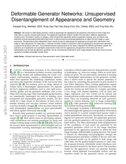 Deformable Generator Networks: Unsupervised Disentanglement of
  Appearance and Geometry