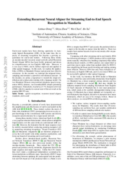 Extending Recurrent Neural Aligner for Streaming End-to-End Speech
  Recognition in Mandarin