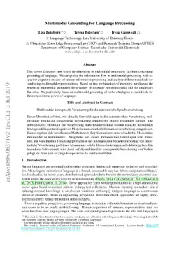 Multimodal Grounding for Language Processing