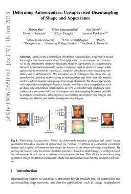 Deforming Autoencoders: Unsupervised Disentangling of Shape and
  Appearance