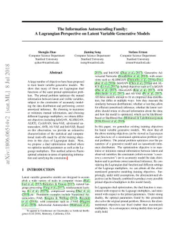 The Information Autoencoding Family: A Lagrangian Perspective on Latent
  Variable Generative Models