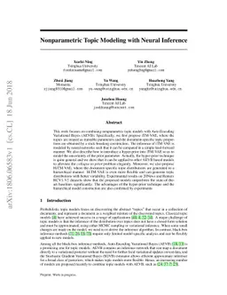 Nonparametric Topic Modeling with Neural Inference