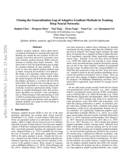 Closing the Generalization Gap of Adaptive Gradient Methods in Training
  Deep Neural Networks
