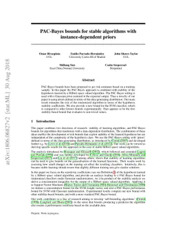 PAC-Bayes bounds for stable algorithms with instance-dependent priors
