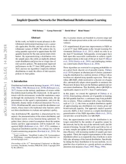 Implicit Quantile Networks for Distributional Reinforcement Learning