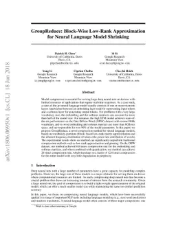 GroupReduce: Block-Wise Low-Rank Approximation for Neural Language Model
  Shrinking