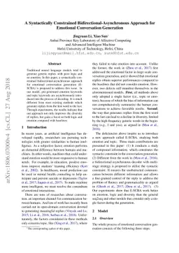 A Syntactically Constrained Bidirectional-Asynchronous Approach for
  Emotional Conversation Generation