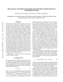 Deep neural network based sparse measurement matrix for image compressed
  sensing