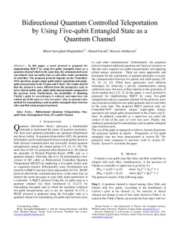Bidirectional Quantum Controlled Teleportation by Using Five-qubit
  Entangled State as a Quantum Channel