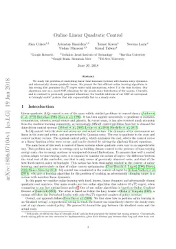 Online Linear Quadratic Control