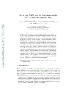 Recurrent DNNs and its Ensembles on the TIMIT Phone Recognition Task