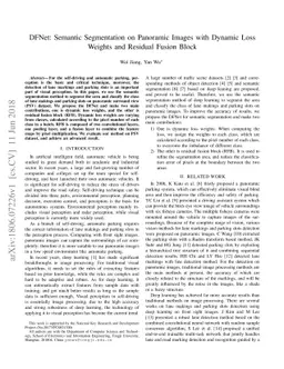 DFNet: Semantic Segmentation on Panoramic Images with Dynamic Loss
  Weights and Residual Fusion Block