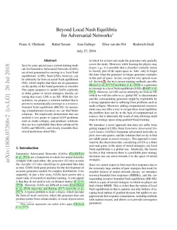 Beyond Local Nash Equilibria for Adversarial Networks