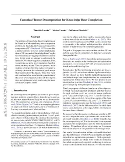 Canonical Tensor Decomposition for Knowledge Base Completion