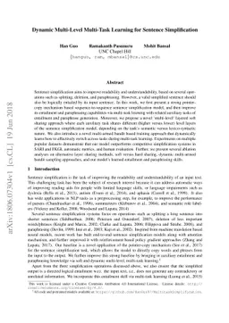 Dynamic Multi-Level Multi-Task Learning for Sentence Simplification