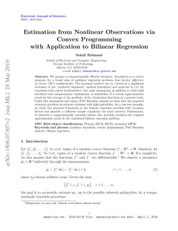 Estimation from Non-Linear Observations via Convex Programming with
  Application to Bilinear Regression