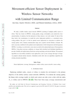 Movement-efficient Sensor Deployment in Wireless Sensor Networks with
  Limited Communication Range