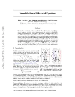 Neural Ordinary Differential Equations