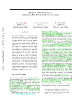 Built-in Vulnerabilities to Imperceptible Adversarial Perturbations