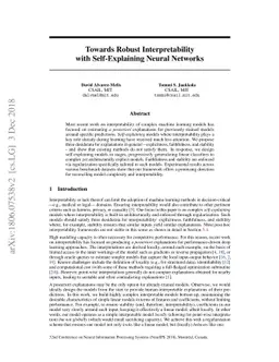 Towards Robust Interpretability with Self-Explaining Neural Networks