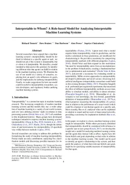 Interpretable to Whom? A Role-based Model for Analyzing Interpretable
  Machine Learning Systems