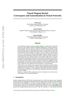 Neural Tangent Kernel: Convergence and Generalization in Neural Networks