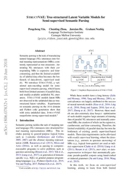 StructVAE: Tree-structured Latent Variable Models for Semi-supervised
  Semantic Parsing