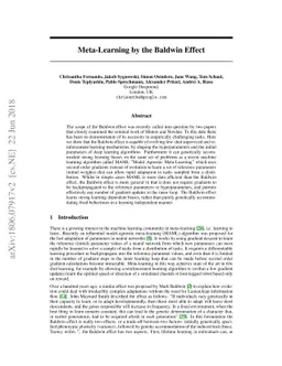 Meta-Learning by the Baldwin Effect