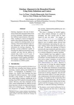 Ontology Alignment in the Biomedical Domain Using Entity Definitions and
  Context