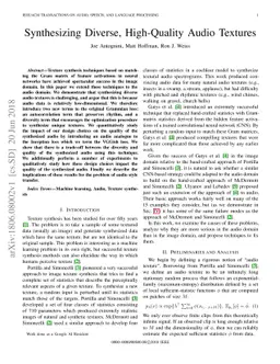 Synthesizing Diverse, High-Quality Audio Textures